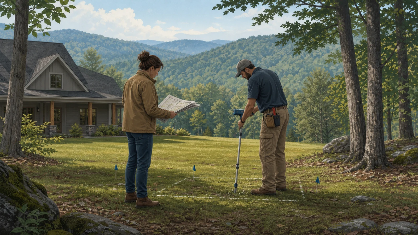 Locating a septic tank in a rural yard and gathering system records