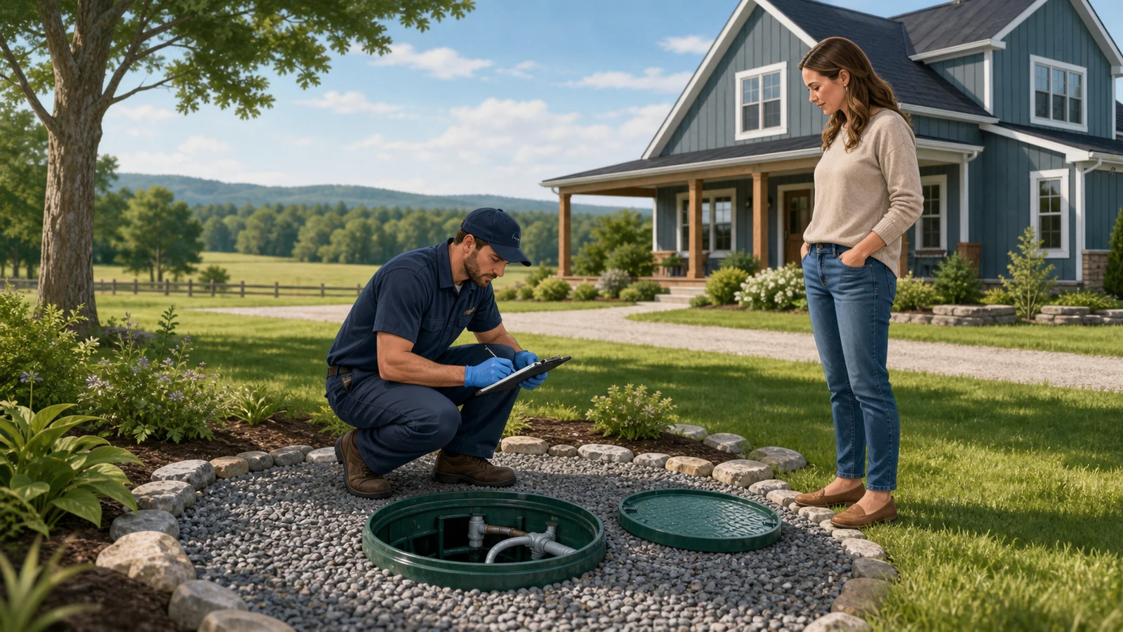 Septic inspection at a home being prepared for sale, with documentation being recorded