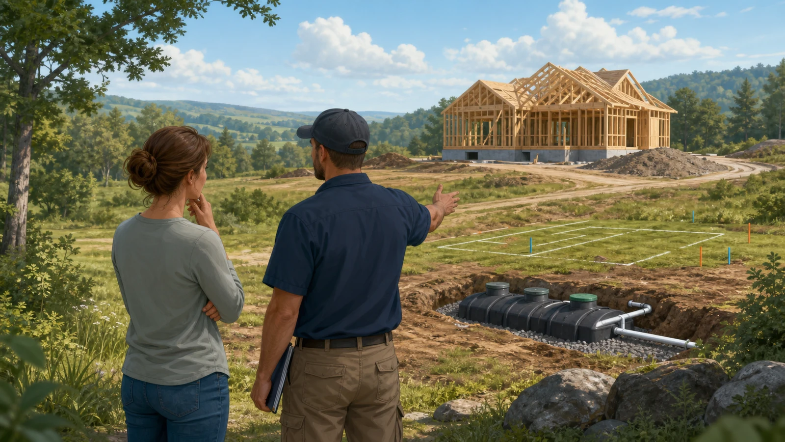 Septic system planning integrated into a new-construction site layout