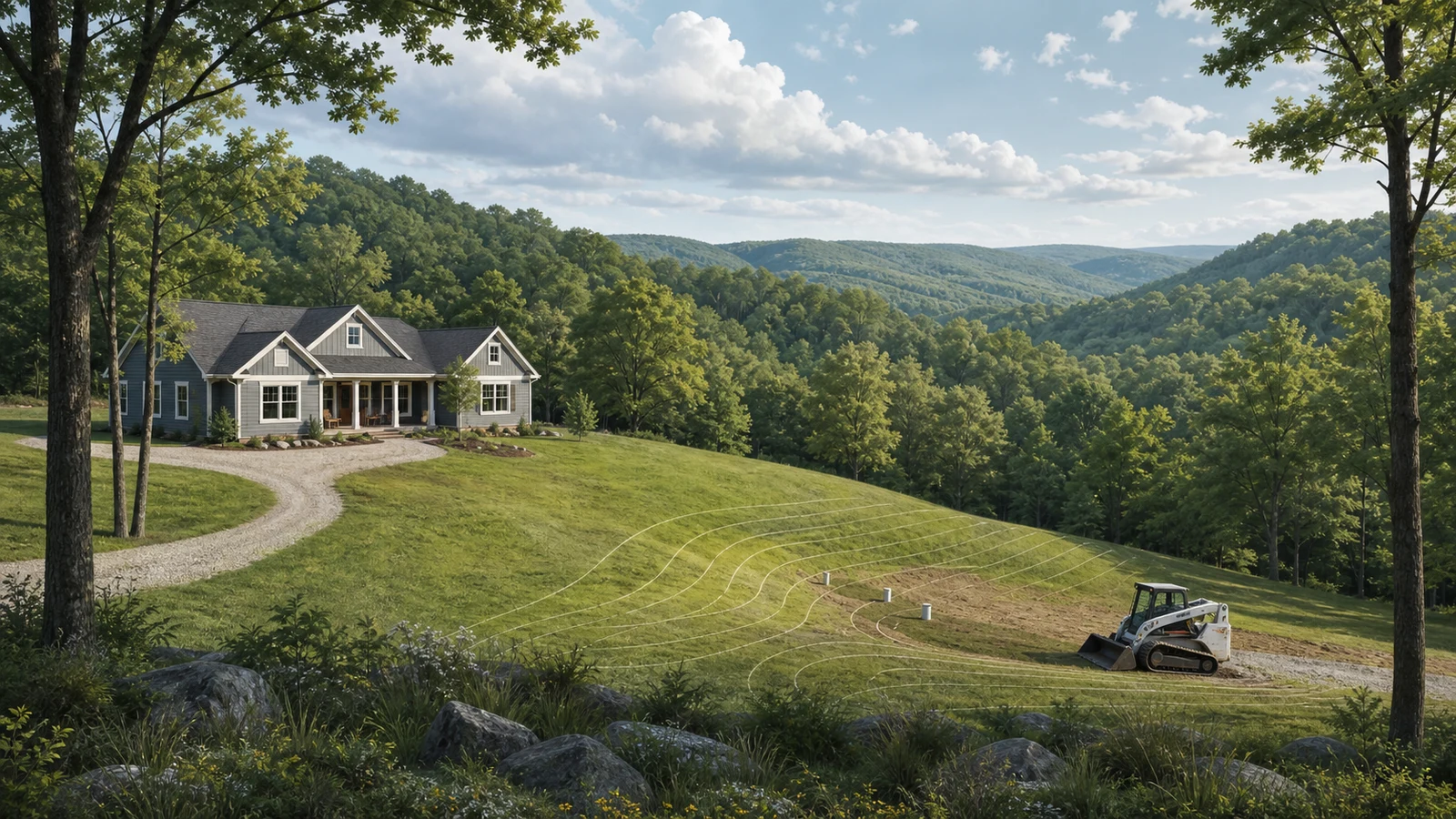 Rural Upper Cumberland property with wooded terrain and a septic system layout